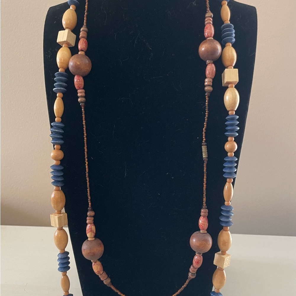 Lot Of 2 - Vintage Wood Bead Necklaces